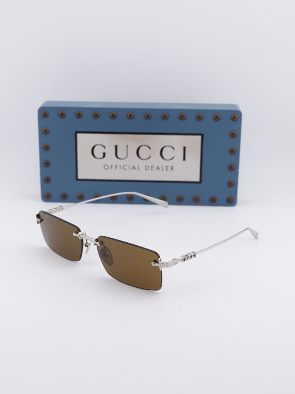Gucci GG1941S 002 Rectangle Sunglasses - Silver / Green